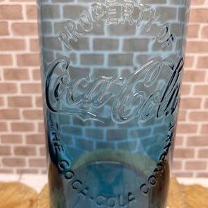 COCA COLA Glass Teal Blue 5.5" Tall McDonald's Double Tear Drop Circlewa…